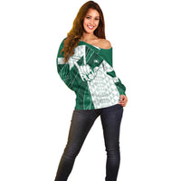 Custom Hawaii Volleyball Off Shoulder Sweater Shaka Aloha Hand DT05 - Polynesian Pride