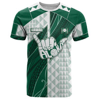 Custom Hawaii Volleyball T Shirt Shaka Aloha Hand DT05 Green - Polynesian Pride