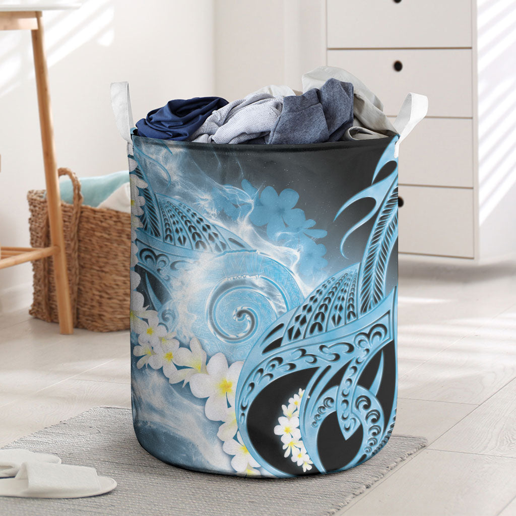 Piko Hawaiian Laundry Basket Blue Galaxy Spiral Plumeria Tribal Patterns DT05 Blue - Polynesian Pride