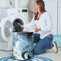 Piko Hawaiian Laundry Basket Blue Galaxy Spiral Plumeria Tribal Patterns DT05 - Polynesian Pride