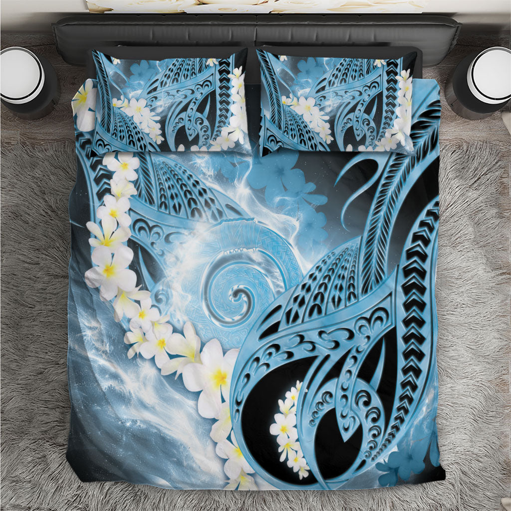 Piko Hawaiian Bedding Set Blue Galaxy Spiral Plumeria Tribal Patterns DT05 Blue - Polynesian Pride