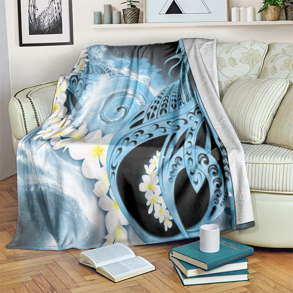 Piko Hawaiian Blanket Blue Galaxy Spiral Plumeria Tribal Patterns DT05 Blue - Polynesian Pride