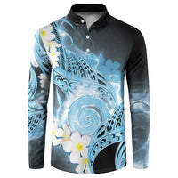 Piko Hawaiian Button Sweatshirt Blue Galaxy Spiral Plumeria Tribal Patterns DT05 Blue - Polynesian Pride