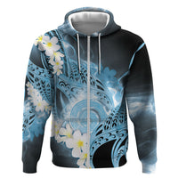 Piko Hawaiian Hoodie Blue Galaxy Spiral Plumeria Tribal Patterns DT05 Zip Hoodie Blue - Polynesian Pride