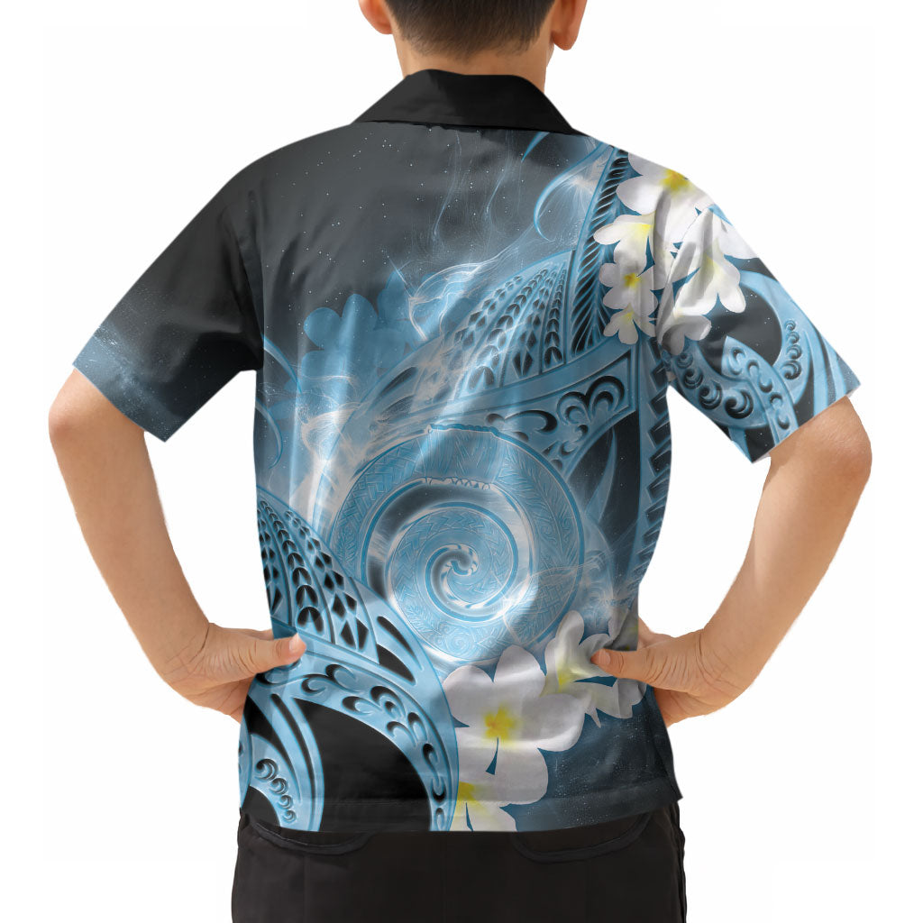 Piko Hawaiian Kid Hawaiian Shirt Blue Galaxy Spiral Plumeria