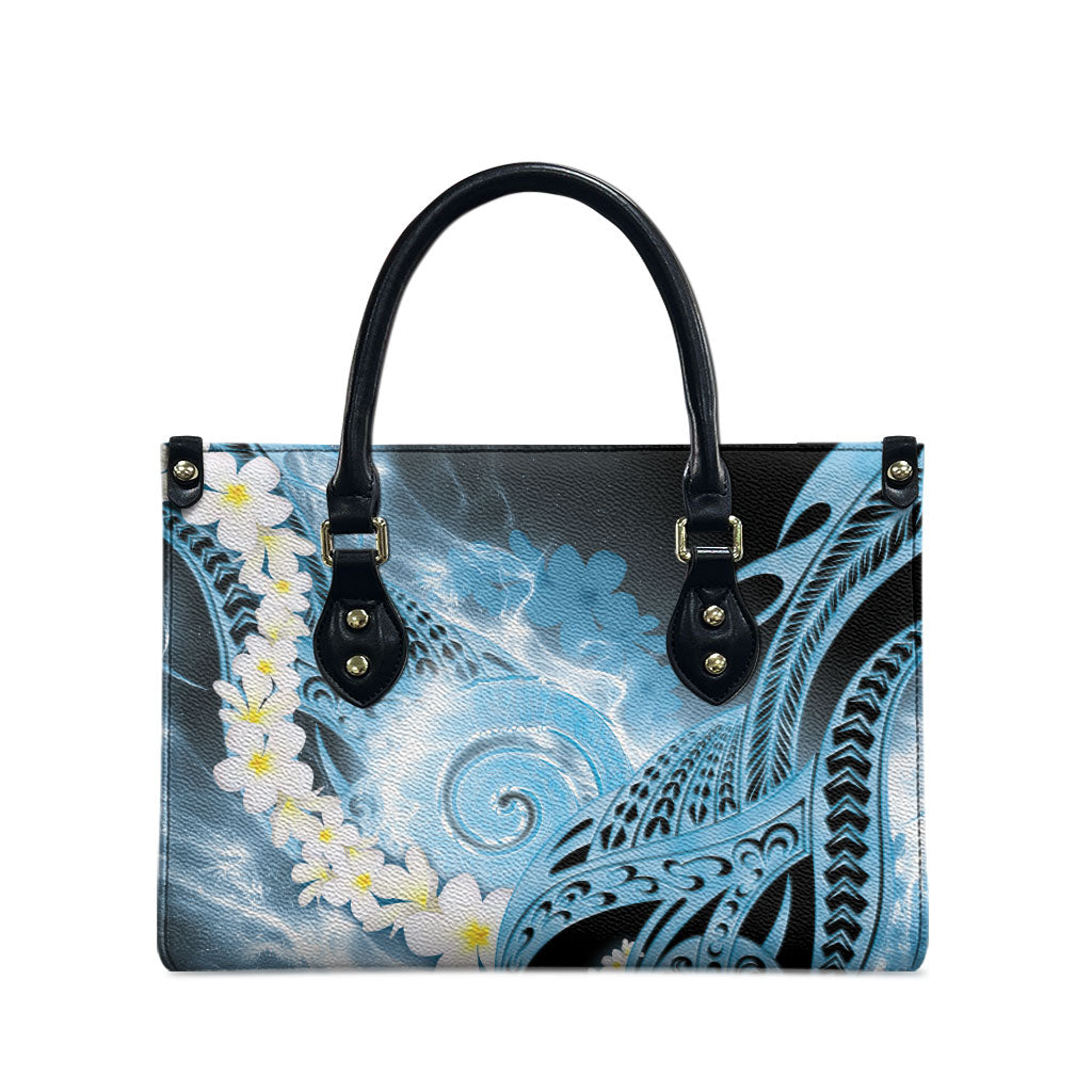Piko Hawaiian Leather Bag Blue Galaxy Spiral Plumeria Tribal Patterns DT05 - Polynesian Pride