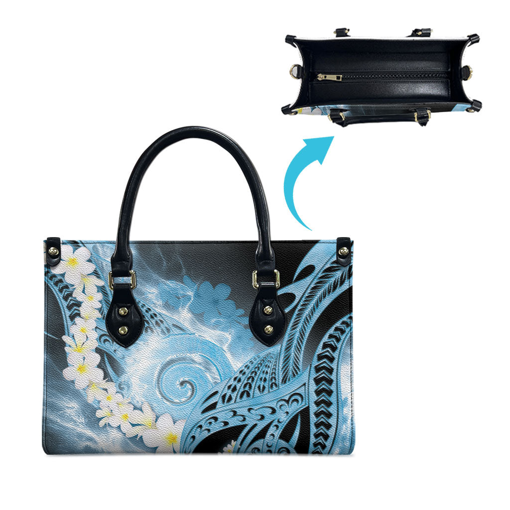 Piko Hawaiian Leather Bag Blue Galaxy Spiral Plumeria Tribal Patterns DT05 - Polynesian Pride