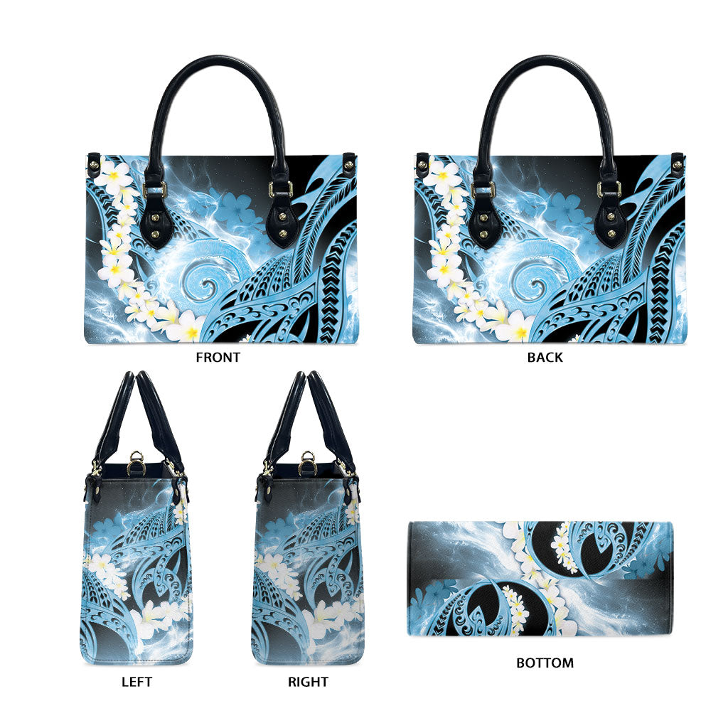Piko Hawaiian Leather Bag Blue Galaxy Spiral Plumeria Tribal Patterns DT05 - Polynesian Pride
