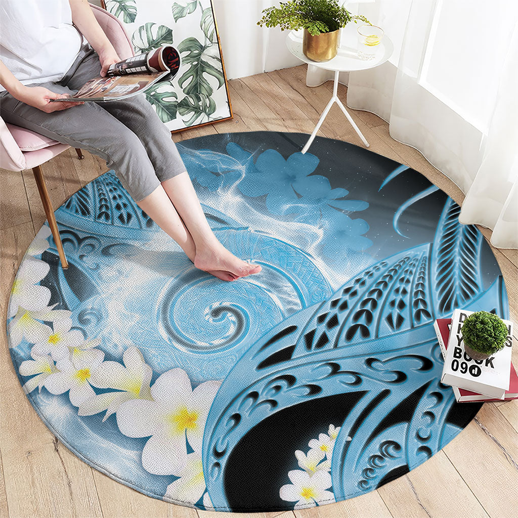 Piko Hawaiian Round Carpet Blue Galaxy Spiral Plumeria Tribal Patterns DT05 - Polynesian Pride