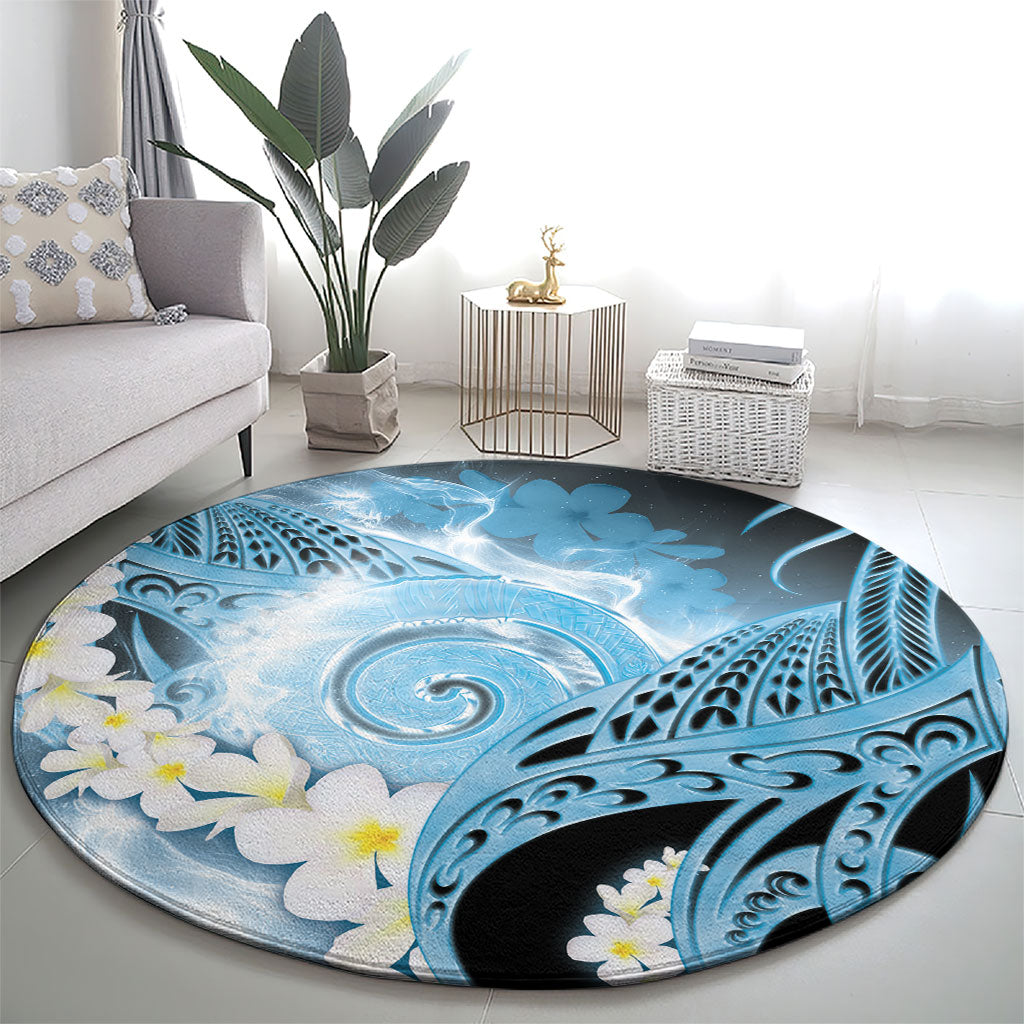 Piko Hawaiian Round Carpet Blue Galaxy Spiral Plumeria Tribal Patterns DT05 - Polynesian Pride