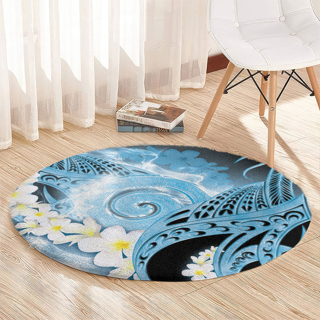 Piko Hawaiian Round Carpet Blue Galaxy Spiral Plumeria Tribal Patterns DT05 - Polynesian Pride