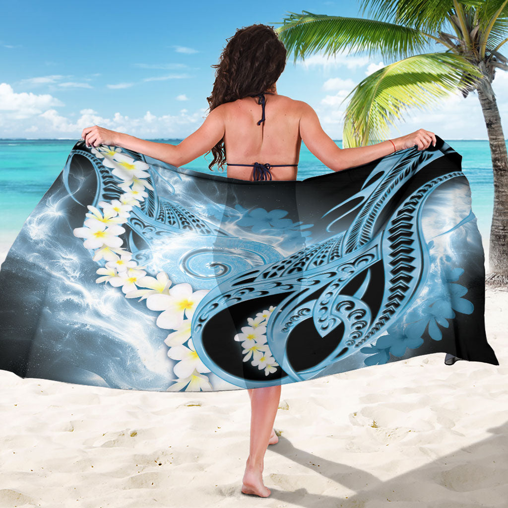 Piko Hawaiian Sarong Blue Galaxy Spiral Plumeria Tribal Patterns DT05 - Polynesian Pride
