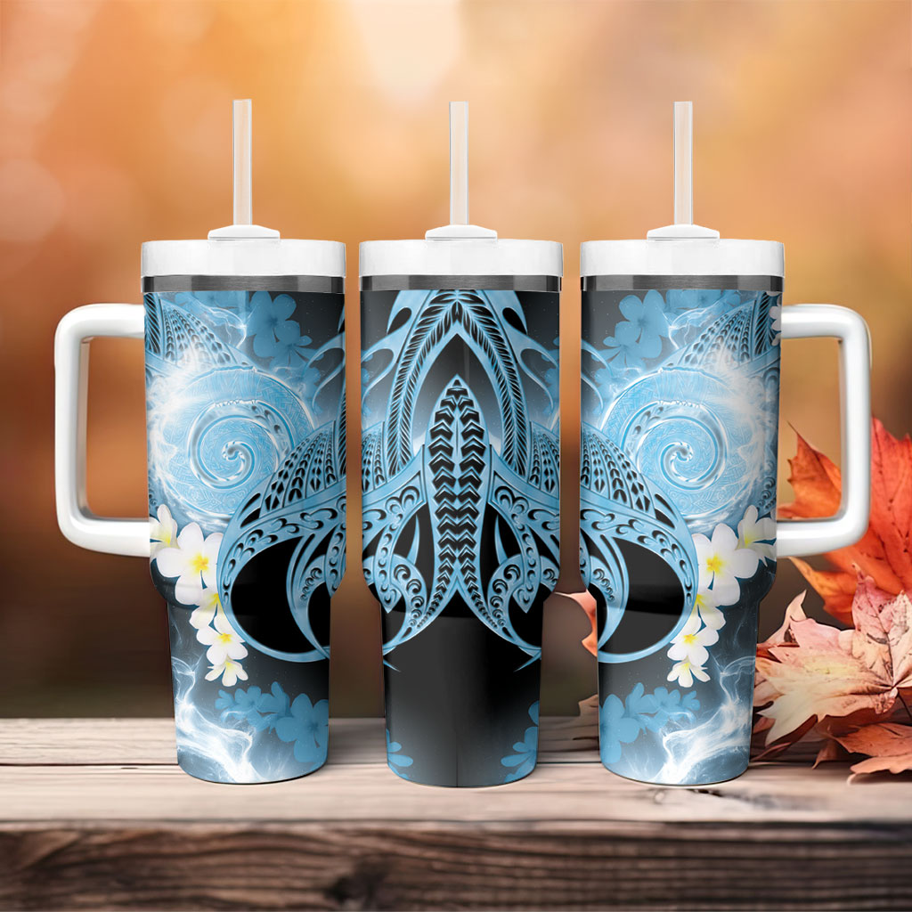 Piko Hawaiian Tumbler With Handle Blue Galaxy Spiral Plumeria Tribal Patterns DT05 - Polynesian Pride