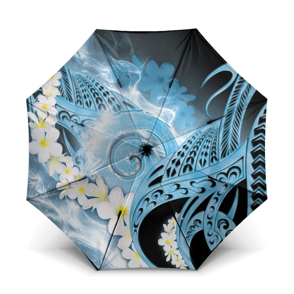 Piko Hawaiian Umbrella Blue Galaxy Spiral Plumeria Tribal Patterns DT05 One Size Folded 11.42 inch Opened Diameter 37.4 inch Blue - Polynesian Pride