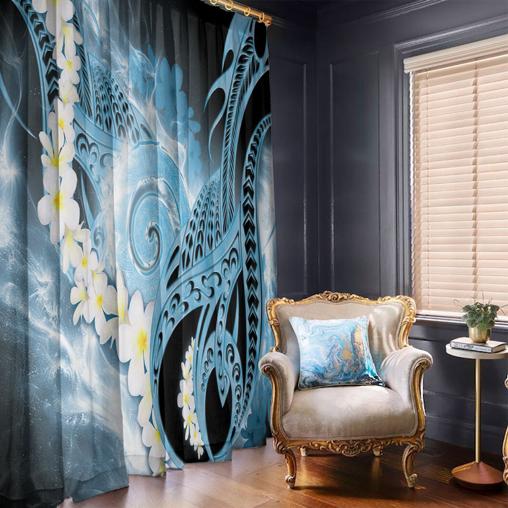 Piko Hawaiian Window Curtain Blue Galaxy Spiral Plumeria Tribal Patterns DT05 - Polynesian Pride