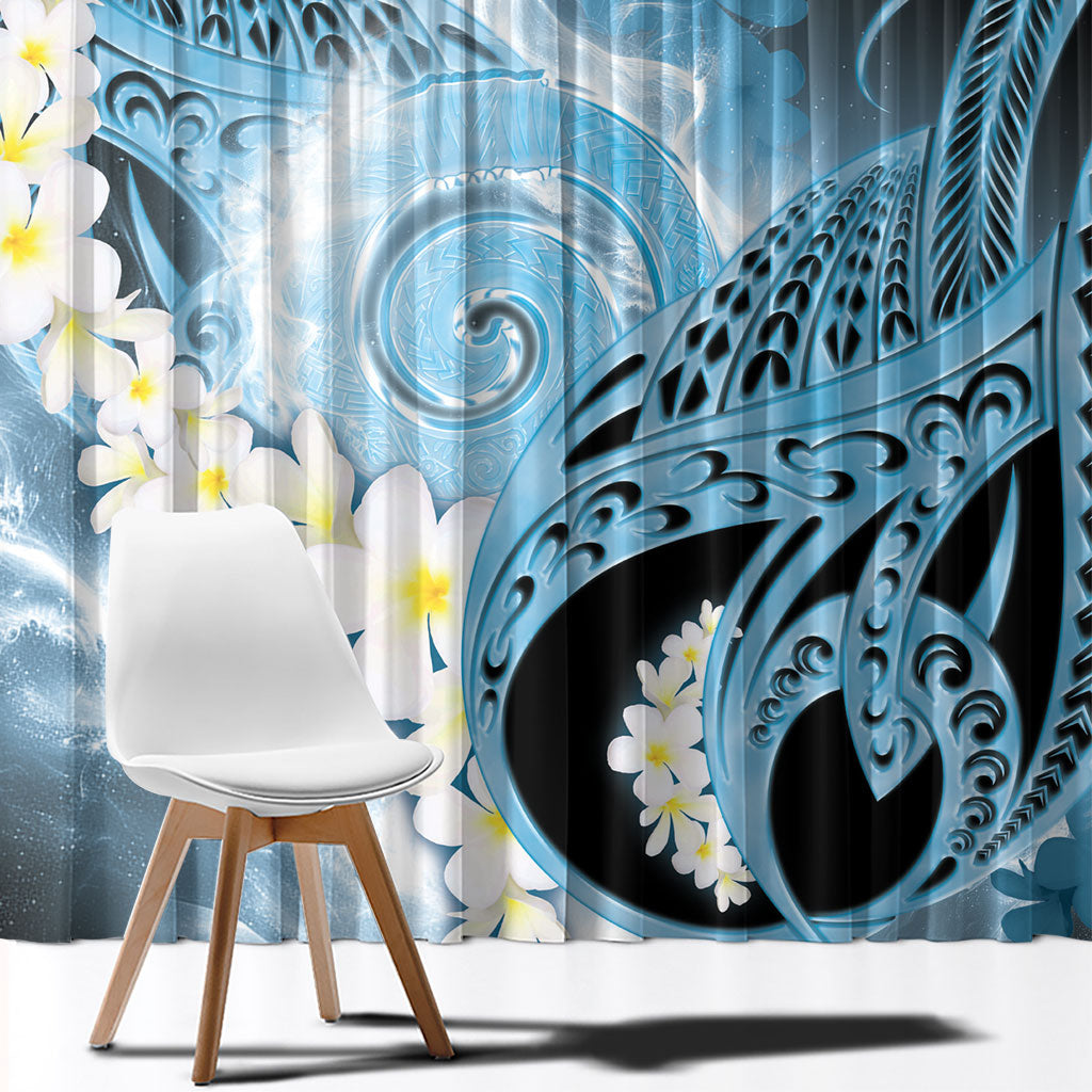 Piko Hawaiian Window Curtain Blue Galaxy Spiral Plumeria Tribal Patterns DT05 - Polynesian Pride