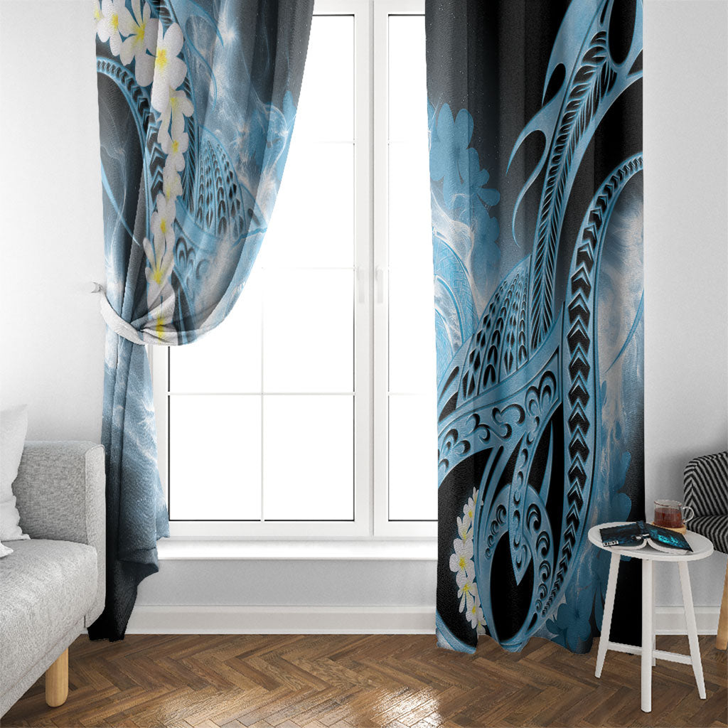Piko Hawaiian Window Curtain Blue Galaxy Spiral Plumeria Tribal Patterns DT05 - Polynesian Pride