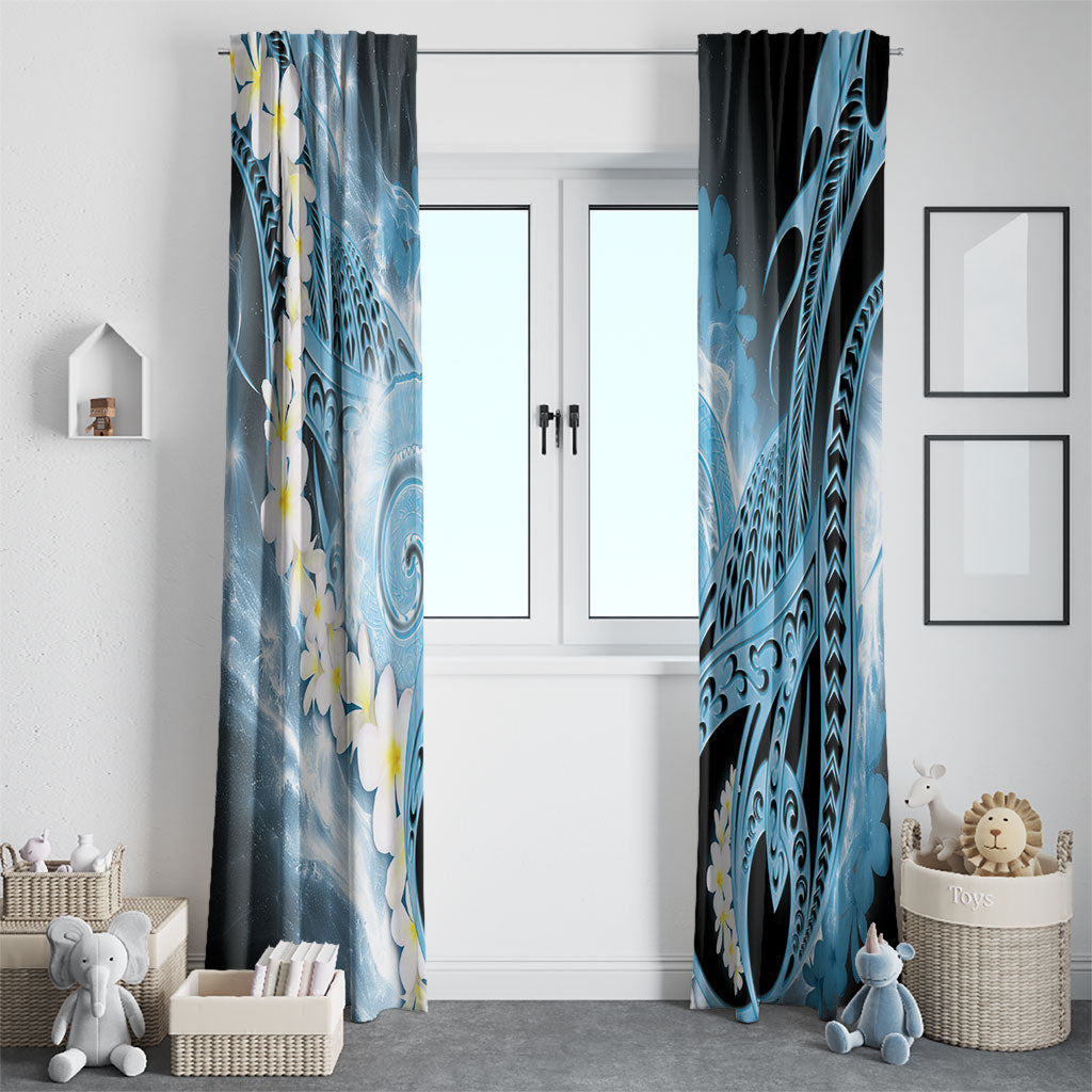 Piko Hawaiian Window Curtain Blue Galaxy Spiral Plumeria Tribal Patterns DT05 - Polynesian Pride