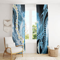 Piko Hawaiian Window Curtain Blue Galaxy Spiral Plumeria Tribal Patterns DT05 - Polynesian Pride