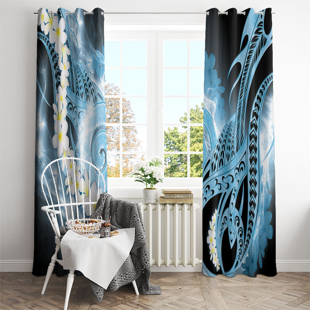 Piko Hawaiian Window Curtain Blue Galaxy Spiral Plumeria Tribal Patterns DT05 - Polynesian Pride