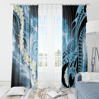 Piko Hawaiian Window Curtain Blue Galaxy Spiral Plumeria Tribal Patterns DT05 - Polynesian Pride