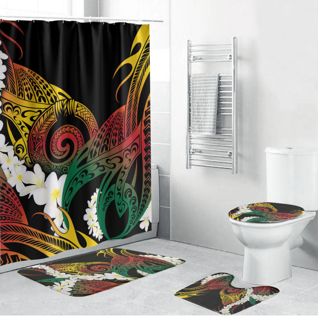 Piko Hawaiian Bathroom Set Gradient Spiral Plumeria Tribal Patterns DT05 Bathroom Set (4 pcs) Multicolor - Polynesian Pride