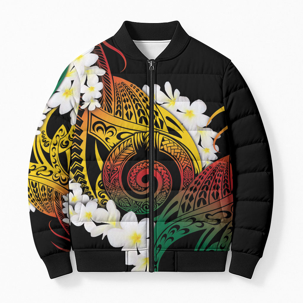 Piko Hawaiian Bomber Puffer Jacket Gradient Spiral Plumeria Tribal Patterns DT05 Unisex Multicolor - Polynesian Pride