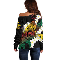 Piko Hawaiian Off Shoulder Sweater Gradient Spiral Plumeria Tribal Patterns DT05 - Polynesian Pride