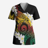 Piko Hawaiian Scrub Top Gradient Spiral Plumeria Tribal Patterns DT05 Adult Multicolor - Polynesian Pride