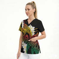 Piko Hawaiian Scrub Top Gradient Spiral Plumeria Tribal Patterns DT05 - Polynesian Pride