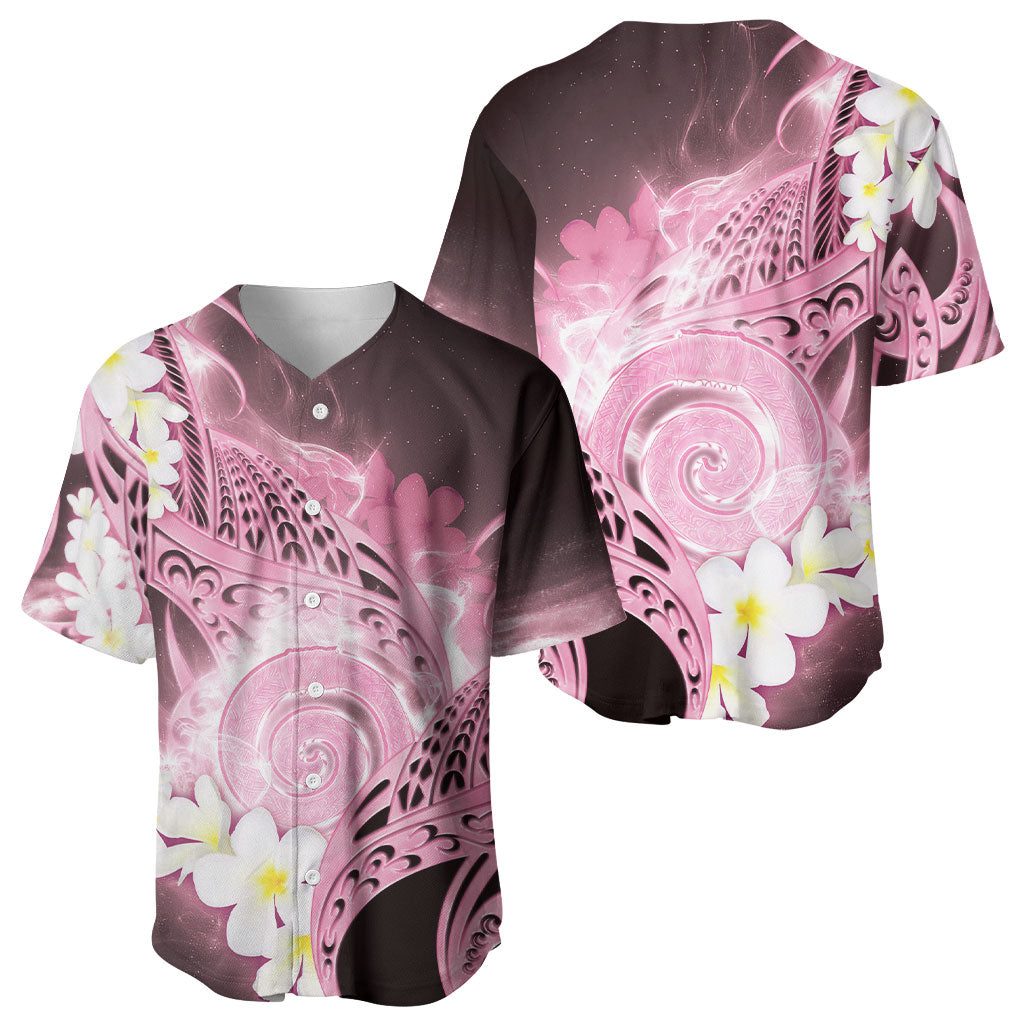 Piko Hawaiian Baseball Jersey Pink Galaxy Spiral Plumeria Tribal Patterns DT05 - Polynesian Pride