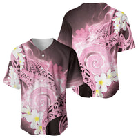 Piko Hawaiian Baseball Jersey Pink Galaxy Spiral Plumeria Tribal Patterns DT05 - Polynesian Pride