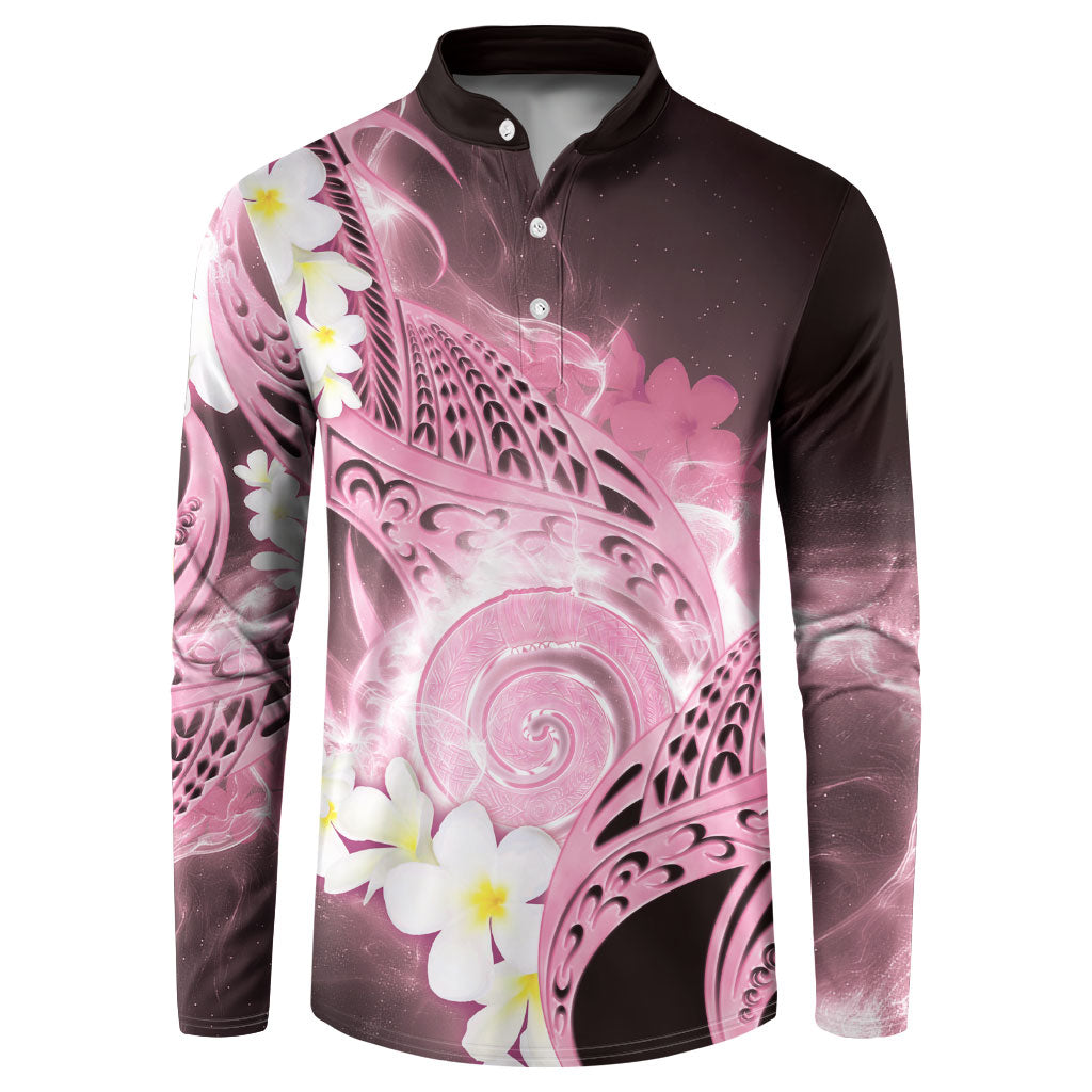 Piko Hawaiian Button Sweatshirt Pink Galaxy Spiral Plumeria Tribal Patterns DT05 Pink - Polynesian Pride