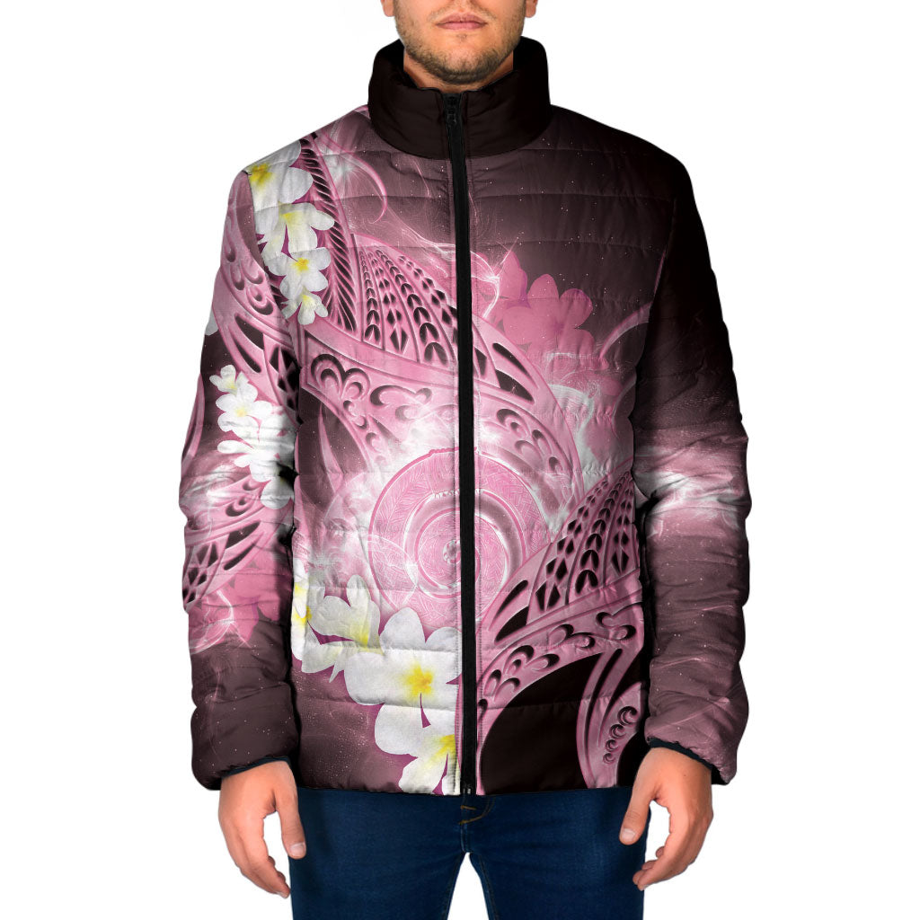 Piko Hawaiian Padded Jacket Pink Galaxy Spiral Plumeria Tribal Patterns DT05 Men Pink - Polynesian Pride