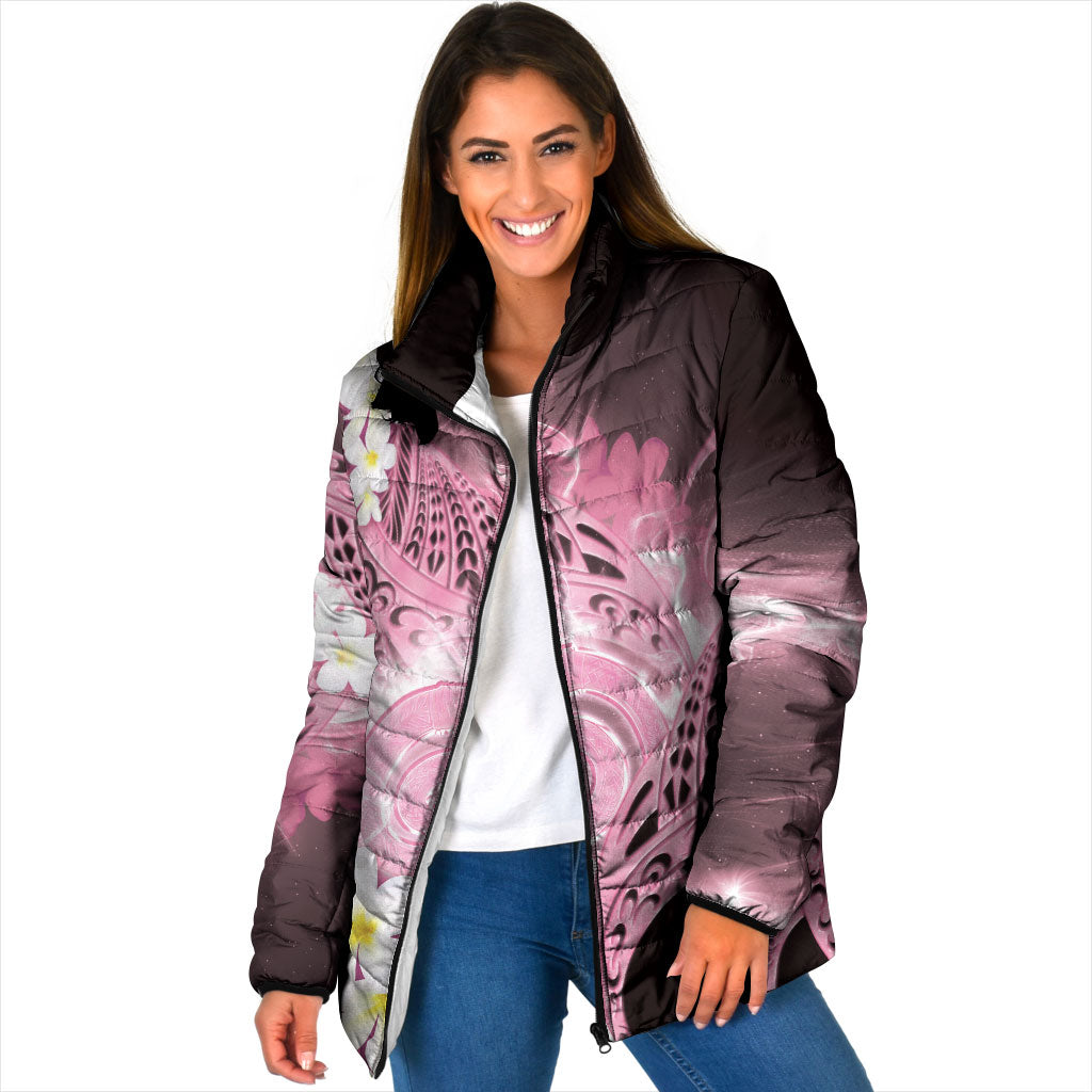 Piko Hawaiian Padded Jacket Pink Galaxy Spiral Plumeria Tribal Patterns DT05 Women Pink - Polynesian Pride