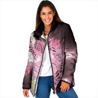 Piko Hawaiian Padded Jacket Pink Galaxy Spiral Plumeria Tribal Patterns DT05 Women Pink - Polynesian Pride