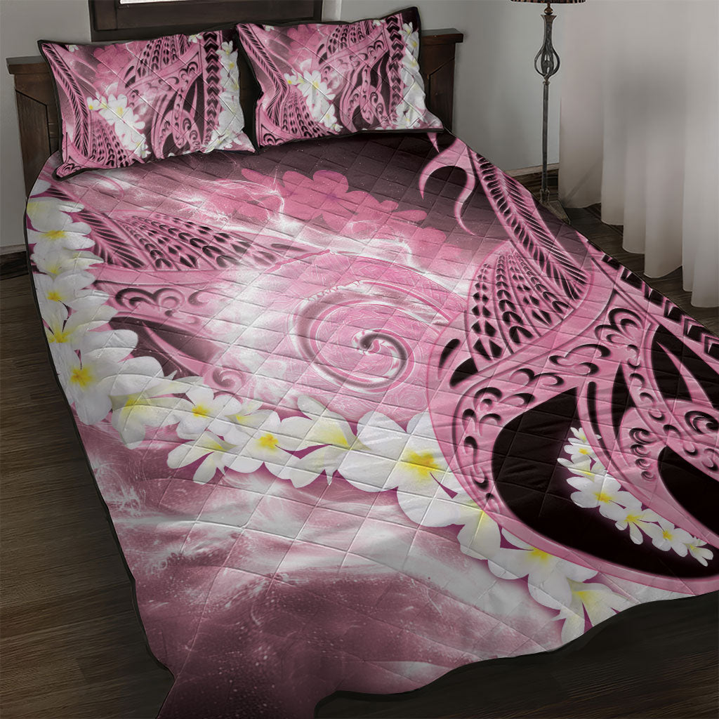 Piko Hawaiian Quilt Bed Set Pink Galaxy Spiral Plumeria Tribal Patterns DT05 Pink - Polynesian Pride
