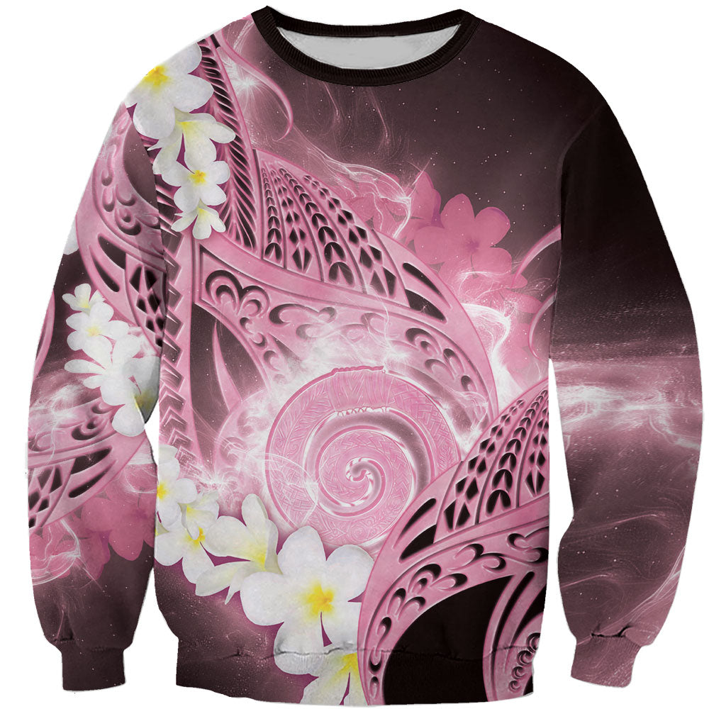 Piko Hawaiian Sweatshirt Pink Galaxy Spiral Plumeria Tribal Patterns DT05 Unisex Pink - Polynesian Pride
