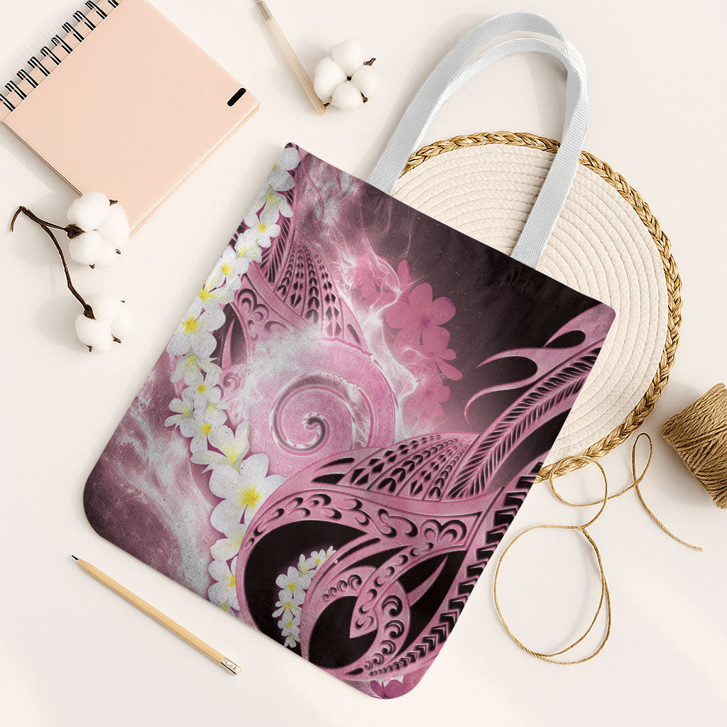 Piko Hawaiian Tote Bag Pink Galaxy Spiral Plumeria Tribal Patterns DT05 White Strap One Size Pink - Polynesian Pride