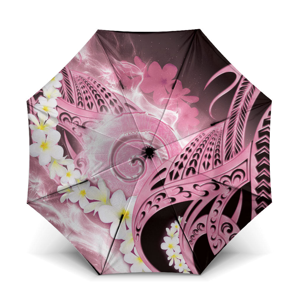 Piko Hawaiian Umbrella Pink Galaxy Spiral Plumeria Tribal Patterns DT05 One Size Folded 11.42 inch Opened Diameter 37.4 inch Pink - Polynesian Pride