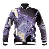 Piko Hawaiian Baseball Jacket Purple Galaxy Spiral Plumeria Tribal Patterns DT05 Unisex Purple - Polynesian Pride