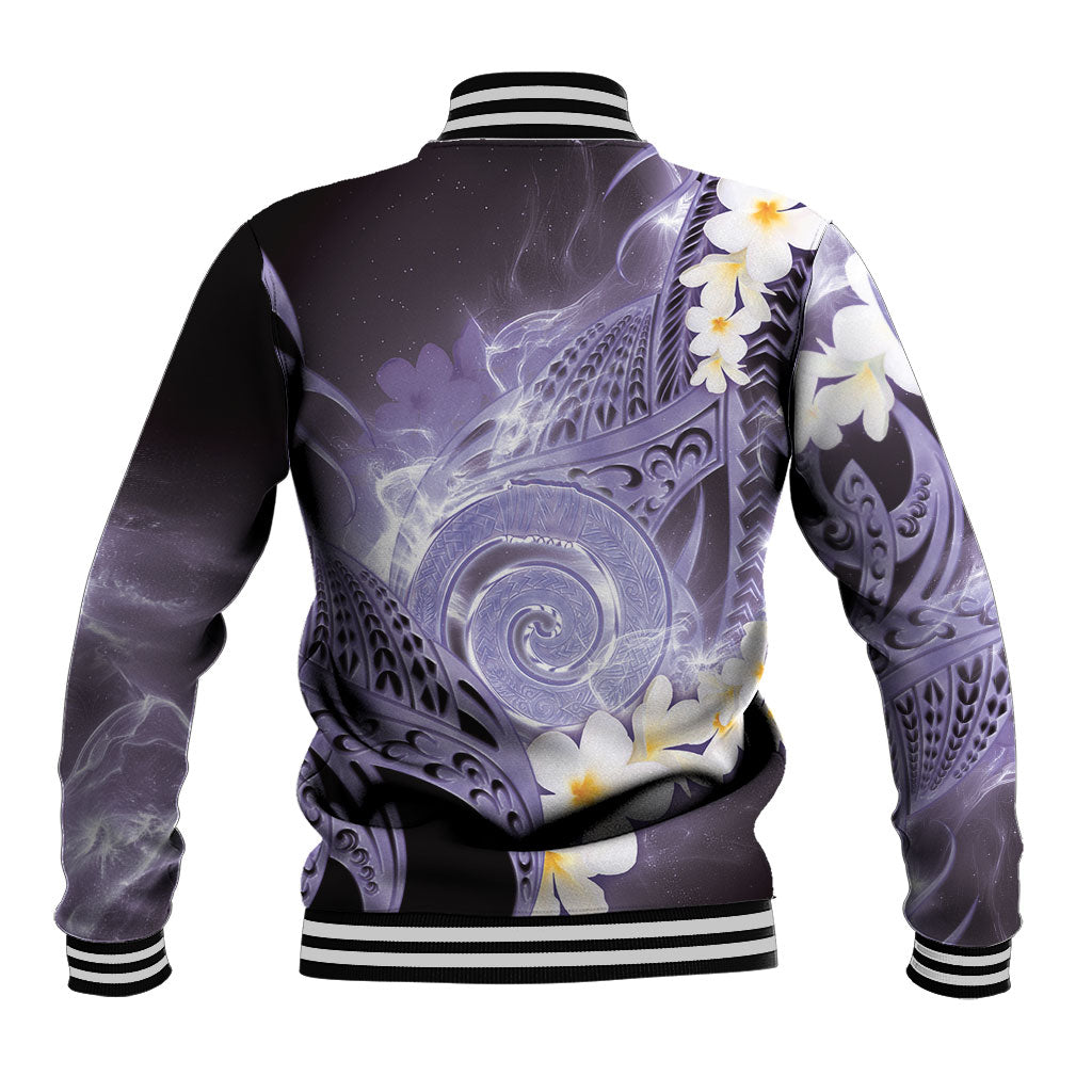 Piko Hawaiian Baseball Jacket Purple Galaxy Spiral Plumeria Tribal Patterns DT05 - Polynesian Pride