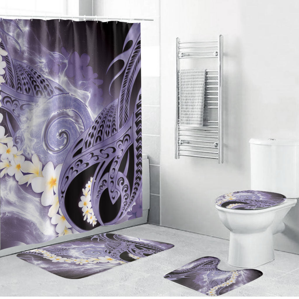 Piko Hawaiian Bathroom Set Purple Galaxy Spiral Plumeria Tribal Patterns DT05 Bathroom Set (4 pcs) Purple - Polynesian Pride