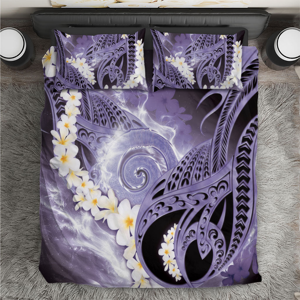 Piko Hawaiian Bedding Set Purple Galaxy Spiral Plumeria Tribal Patterns DT05 Purple - Polynesian Pride
