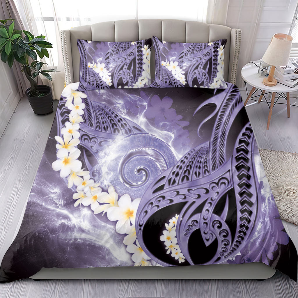 Piko Hawaiian Bedding Set Purple Galaxy Spiral Plumeria Tribal Patterns DT05 - Polynesian Pride