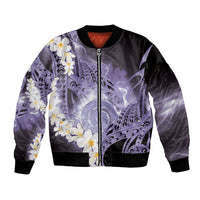 Piko Hawaiian Bomber Jacket Purple Galaxy Spiral Plumeria Tribal Patterns DT05 Unisex Purple - Polynesian Pride
