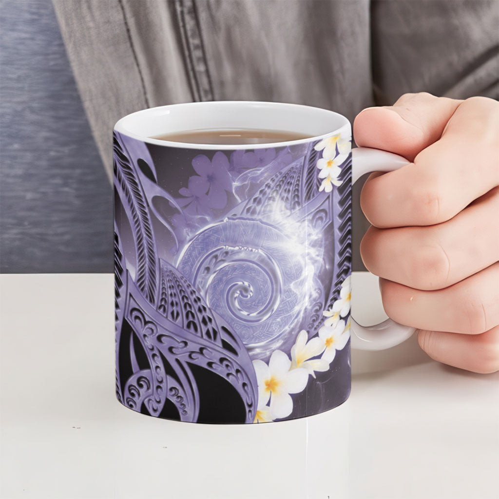 Piko Hawaiian Ceramic Mug Purple Galaxy Spiral Plumeria Tribal Patterns DT05 - Polynesian Pride
