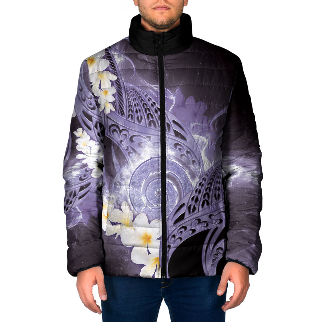 Piko Hawaiian Padded Jacket Purple Galaxy Spiral Plumeria Tribal Patterns DT05 Men Purple - Polynesian Pride