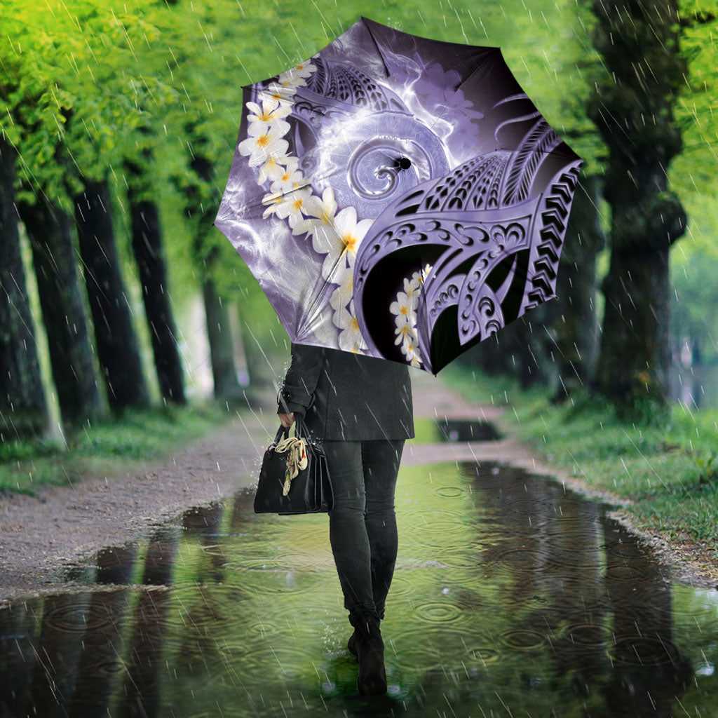 Piko Hawaiian Umbrella Purple Galaxy Spiral Plumeria Tribal Patterns DT05 - Polynesian Pride