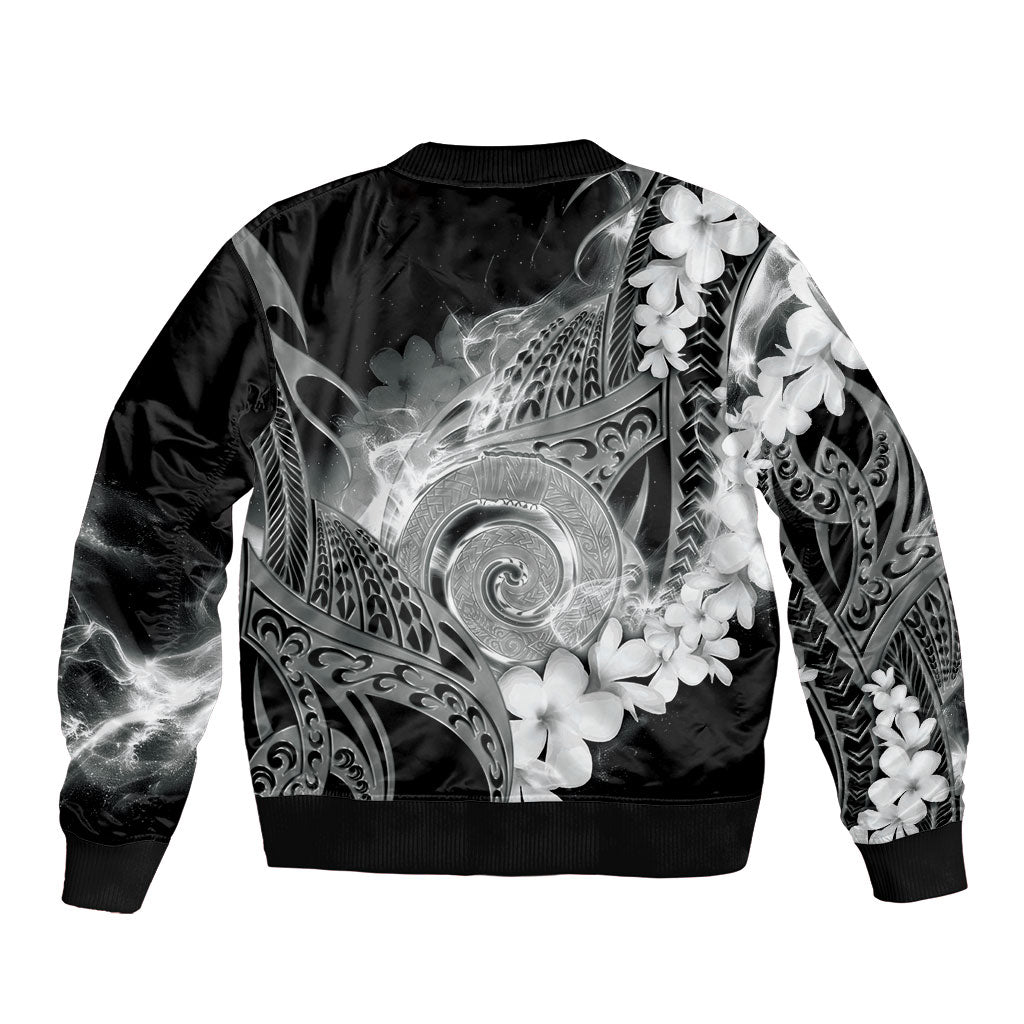 Piko Hawaiian Bomber Jacket Monochrome Galaxy Spiral Plumeria Tribal Patterns DT05 - Polynesian Pride